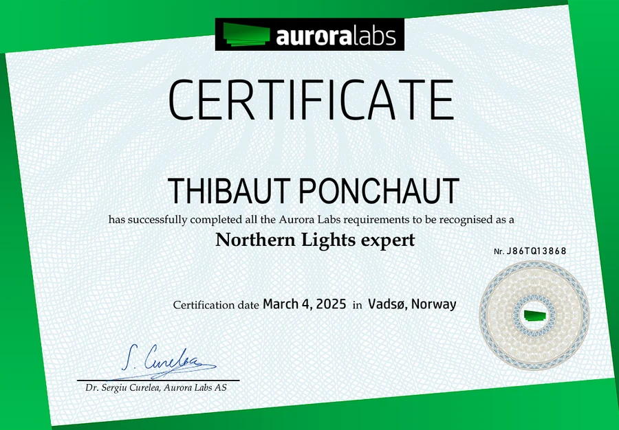 Certificat Northern Lights Expert, Aurora Labs